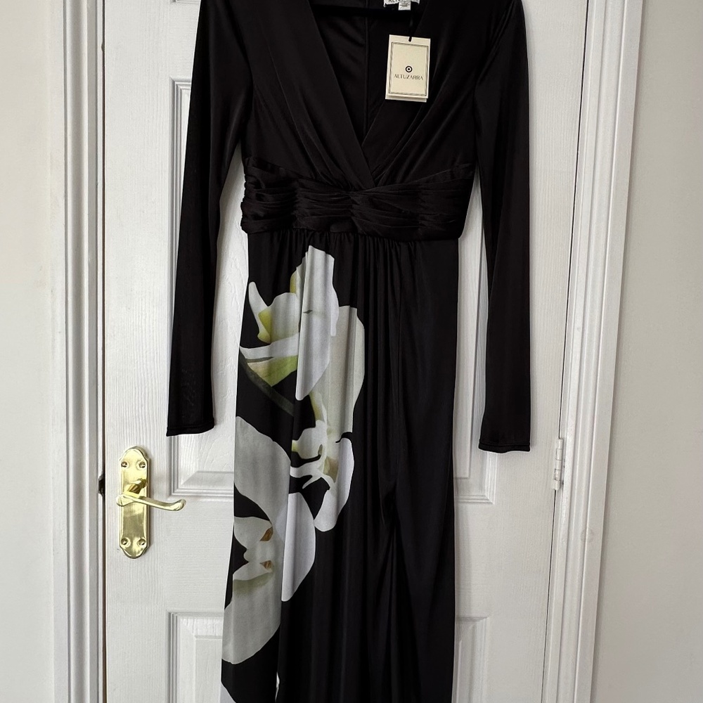 Maxi Dress in Black Orchid Print, Altuzarra, Sz 4